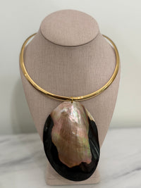 Brown Mother of Pearl Shell Collar Necklace