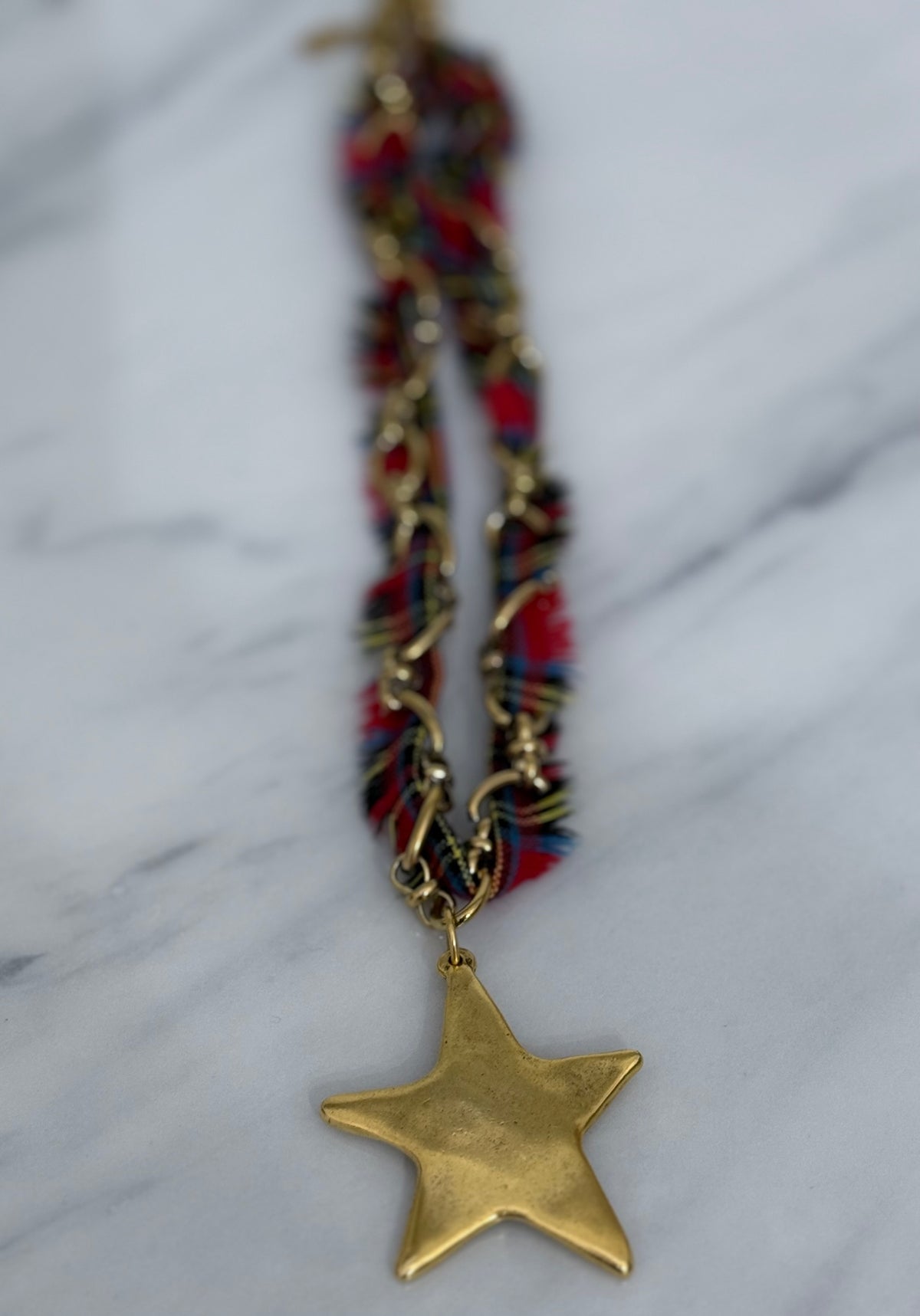 Holiday Tartan Star Pendant Necklace