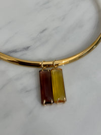 Burgundy & Gold Bezel Charm Collar Necklace