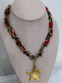 Holiday Tartan Star Pendant Necklace