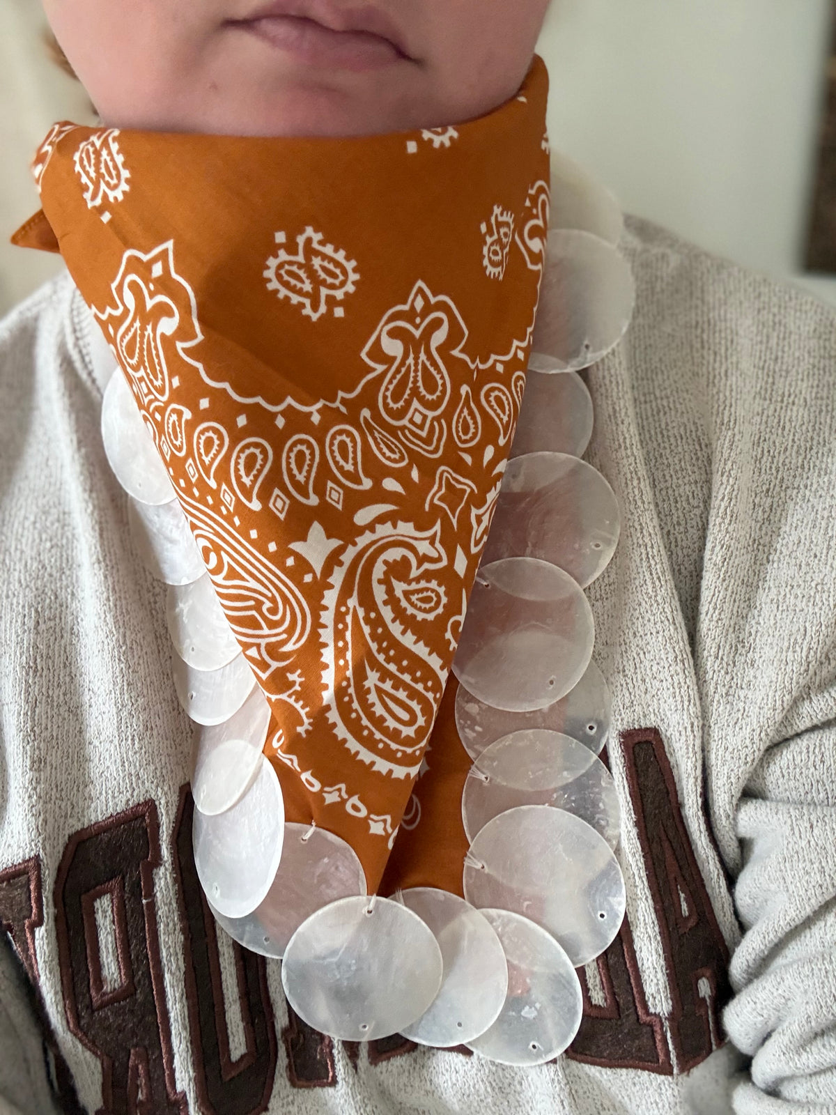 Texas Orange Capiz Shell Bandana