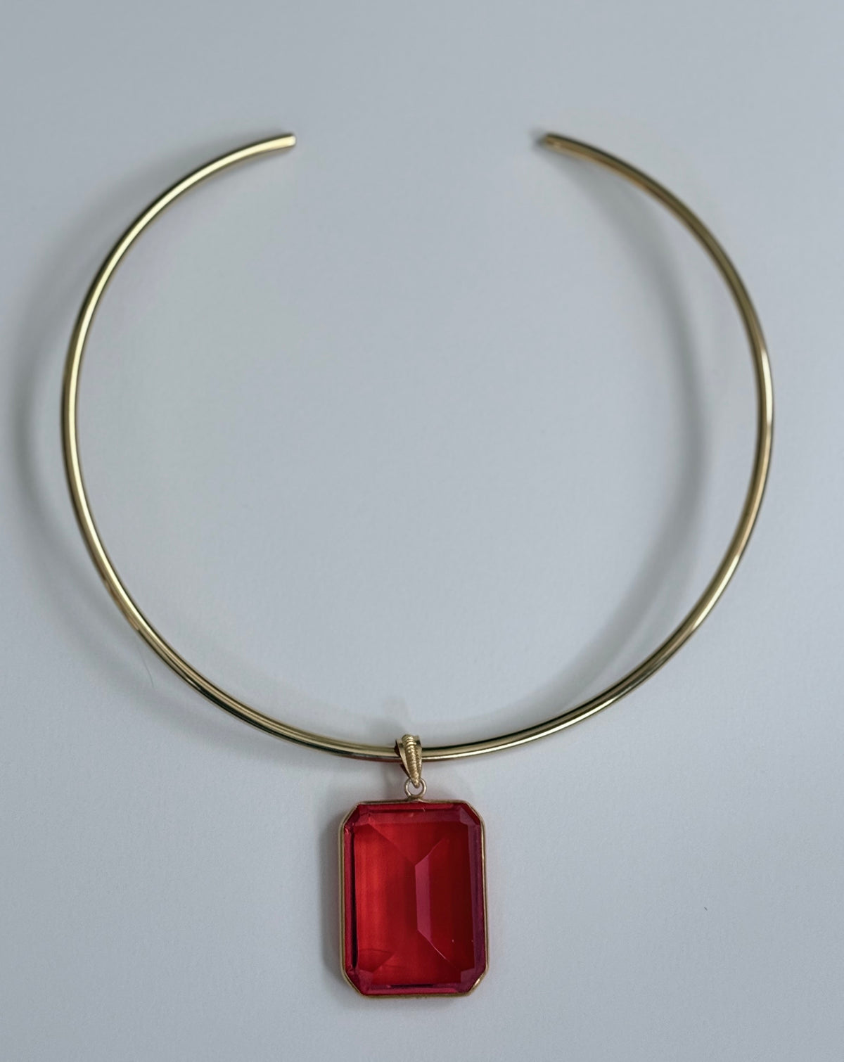 Bright Red Glass Stone Choker