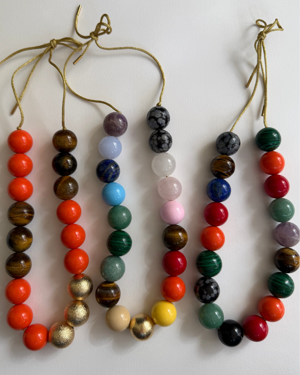 Chunky Glass Bead Lurex Necklace