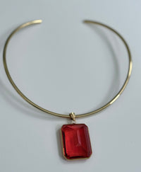 Bright Red Glass Stone Choker