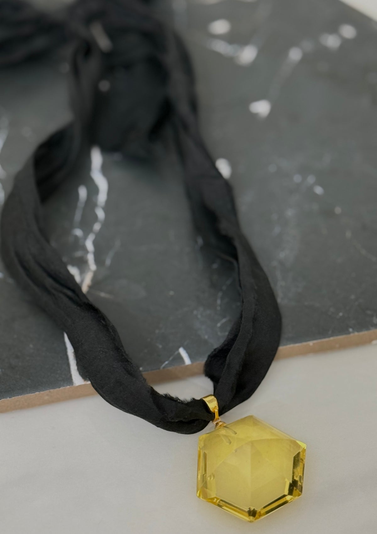 Hand Dyed Raw Silk Pendant Necklace