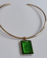 Bright Green Glass Stone Choker
