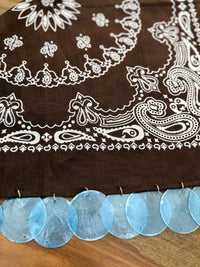 Chocolate Brown & Light Blue Capiz Shell Bandana