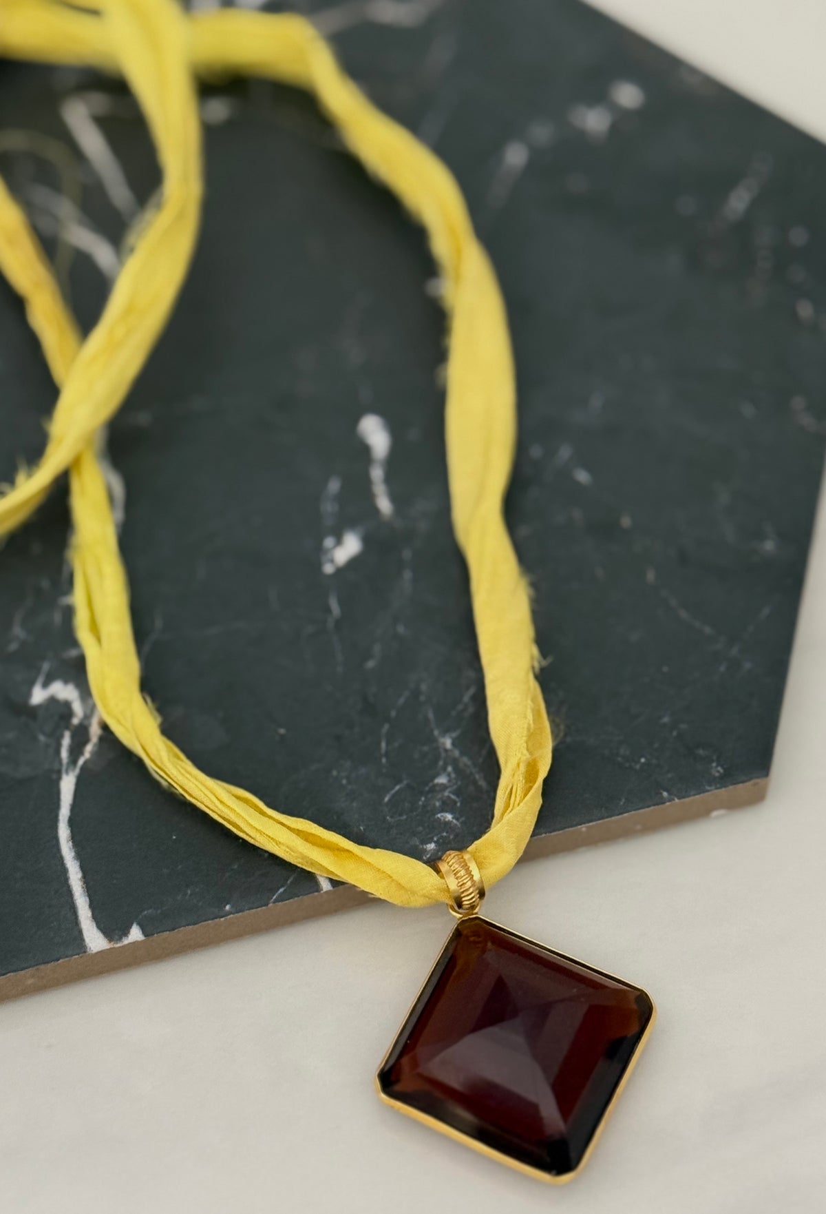 Hand Dyed Raw Silk Pendant Necklace