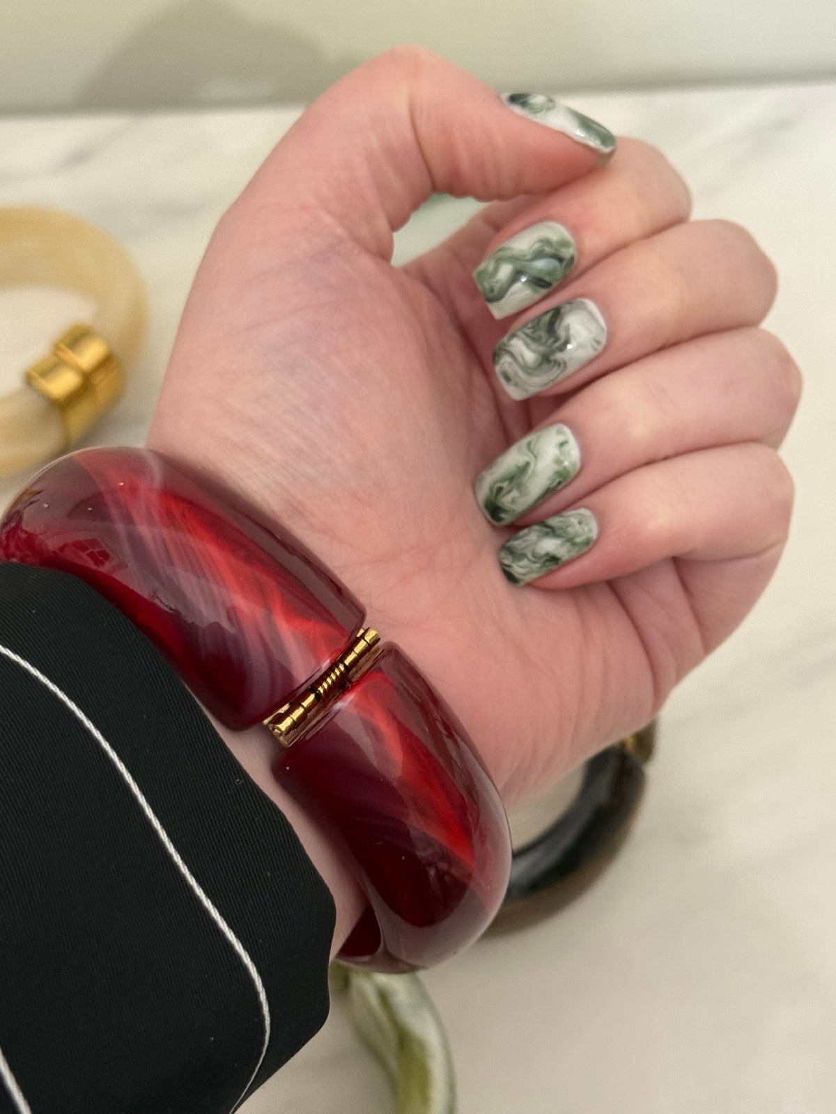 Marbled Resin Hinged Bracelet