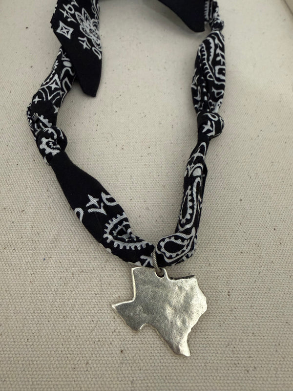 Black & Silver Texas Bandana Necklace