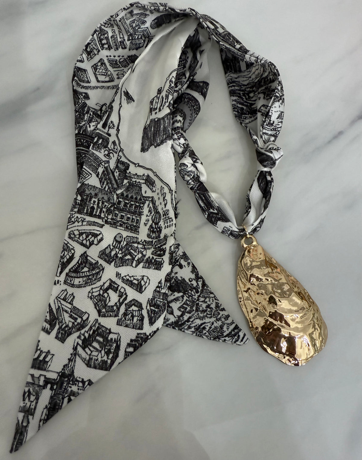 Oyster Charm Scarf Necklace