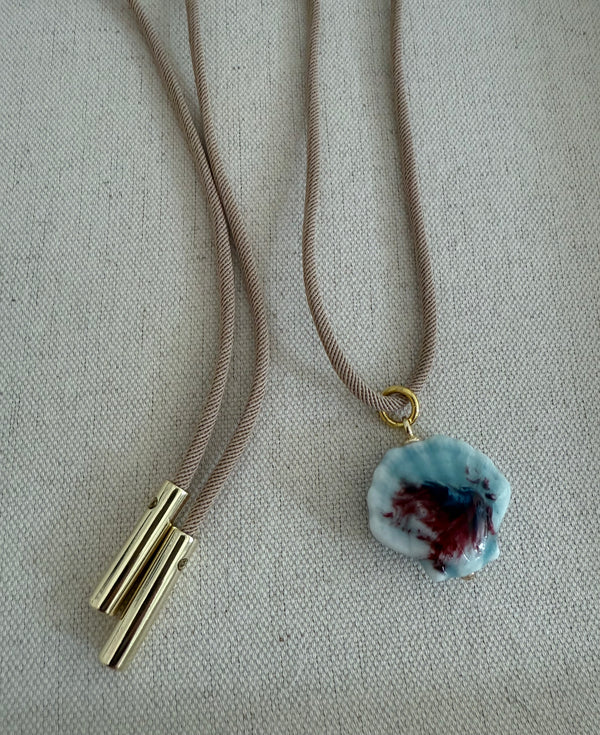 Ceramic Shell Pendant Wrap Necklace