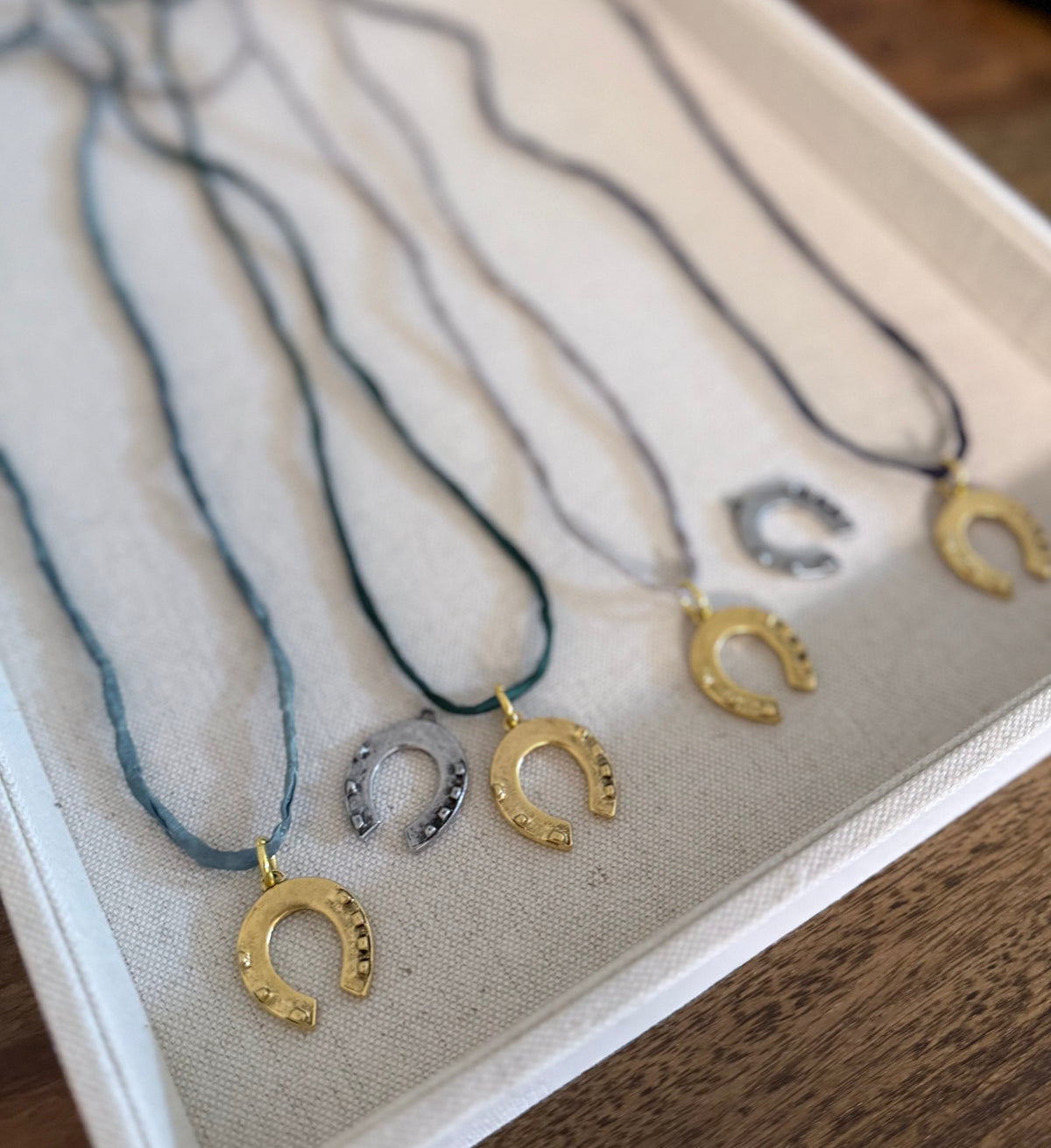 Silk Cord Horseshoe Necklace