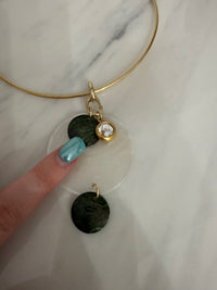 Shell & Crystal Bezel Wire Choker Necklace