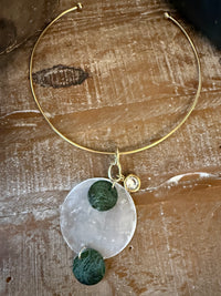 Shell & Crystal Bezel Wire Choker Necklace