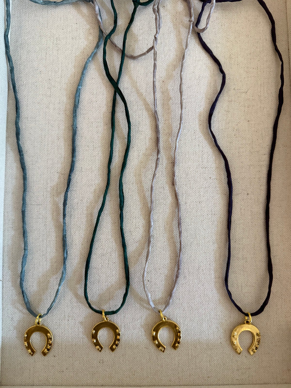 Silk Cord Horseshoe Necklace