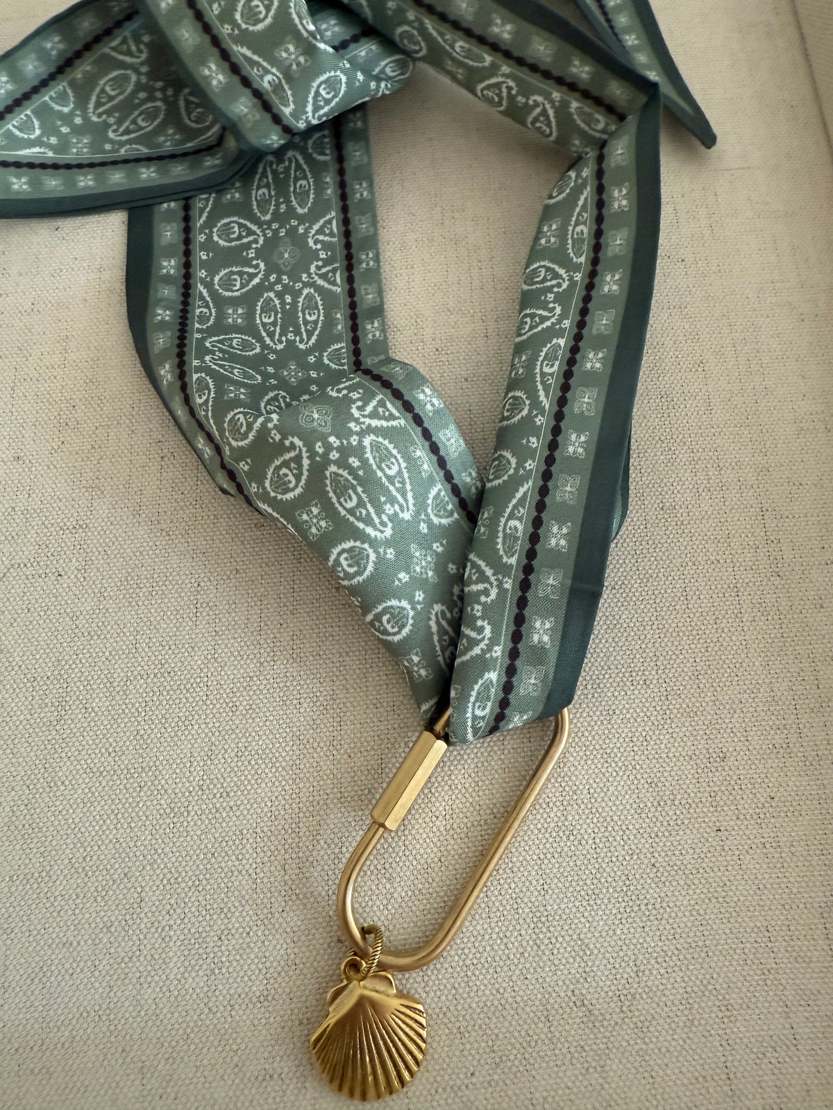 Sage  Bandana Carabiner Scarf Necklace