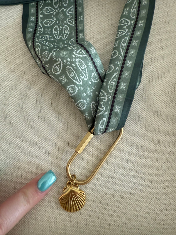 Sage  Bandana Carabiner Scarf Necklace