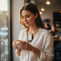 Brown Mother of Pearl Shell Collar Necklace