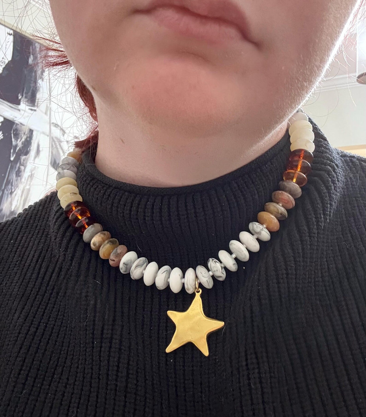 Star Shine Beaded Charm Necklace