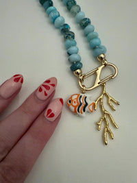 Hand Knotted Opal Fish Charm Necklace