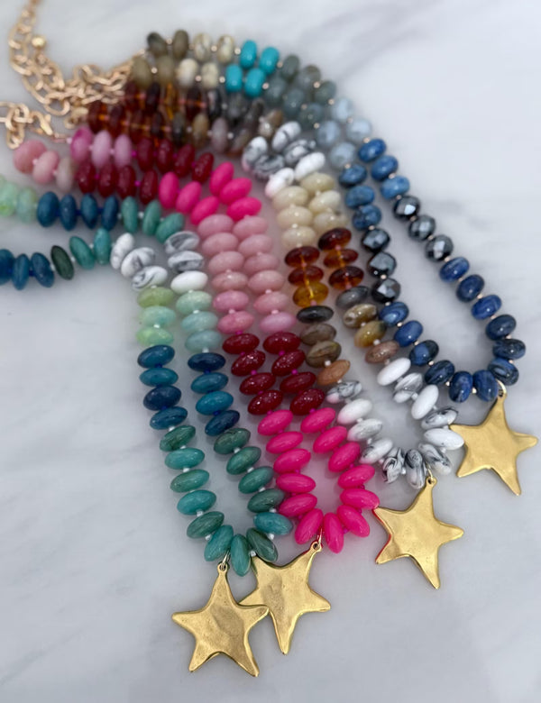 Star Shine Beaded Charm Necklace