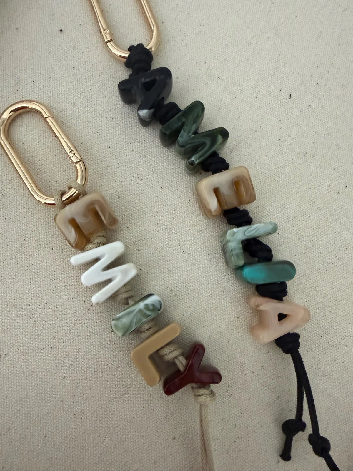 Customizable Neutral Letter Charm Bag Charm