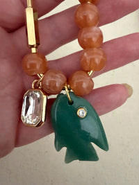 Amazonite Beaded Fish Bag Charm